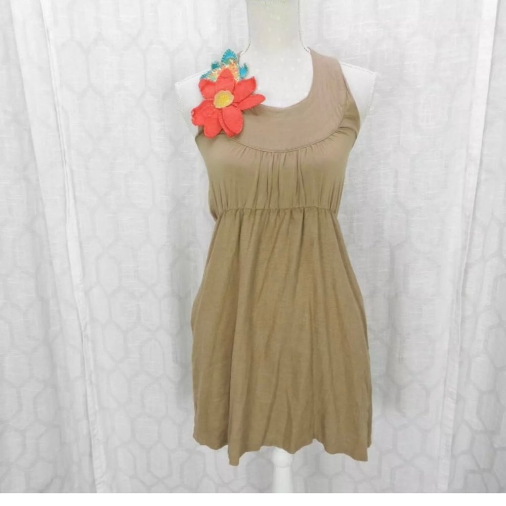 Judith March tan sundress with red flower
